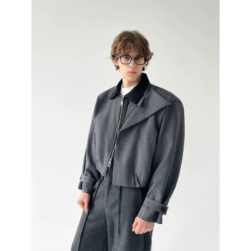 Cropped Double-Layer Zip Short Jacket 5
