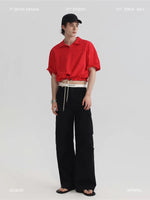 Cropped Drawstring Short Sleeve Polo Shirt 1