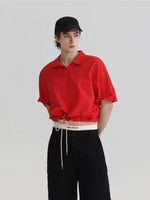 ,6043753669189,6043753669190,6043753669191, Cropped Drawstring Short Sleeve Polo Shirt