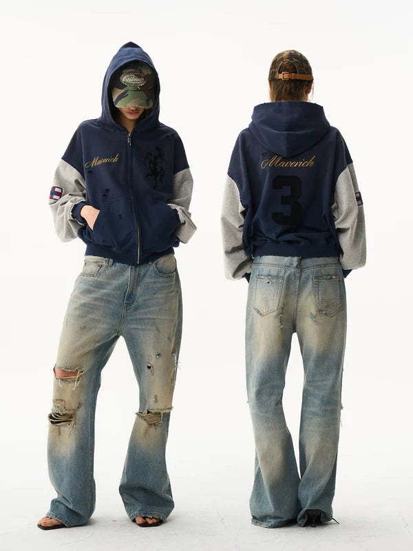 Cross Horse Graphic Zip Hoodie Cardigan 2