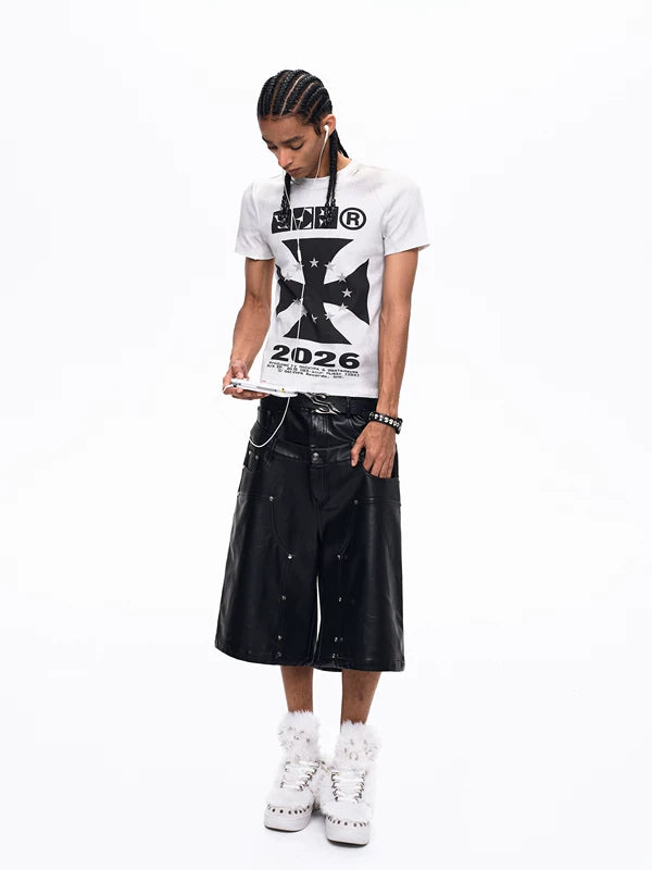 Cross Letter Print Slim Fit T-Shirt 3