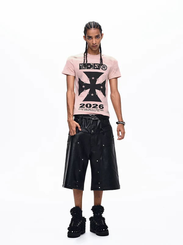 Cross Letter Print Slim Fit T-Shirt 4
