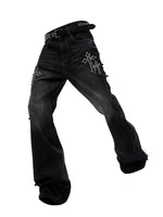 Cross Patchwork Flared Denim Pants 5