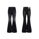 6044492253246,6044492253247,6044492253248,6044492253249, Cross Patchwork Flared Denim Pants