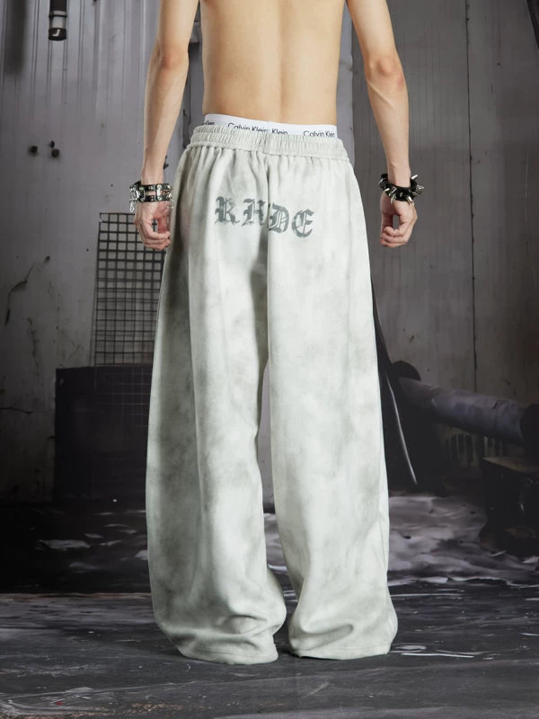 Cross Print Loose Fit Tie-Dye Pants 2