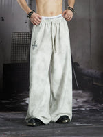 Cross Print Loose Fit Tie-Dye Pants 3