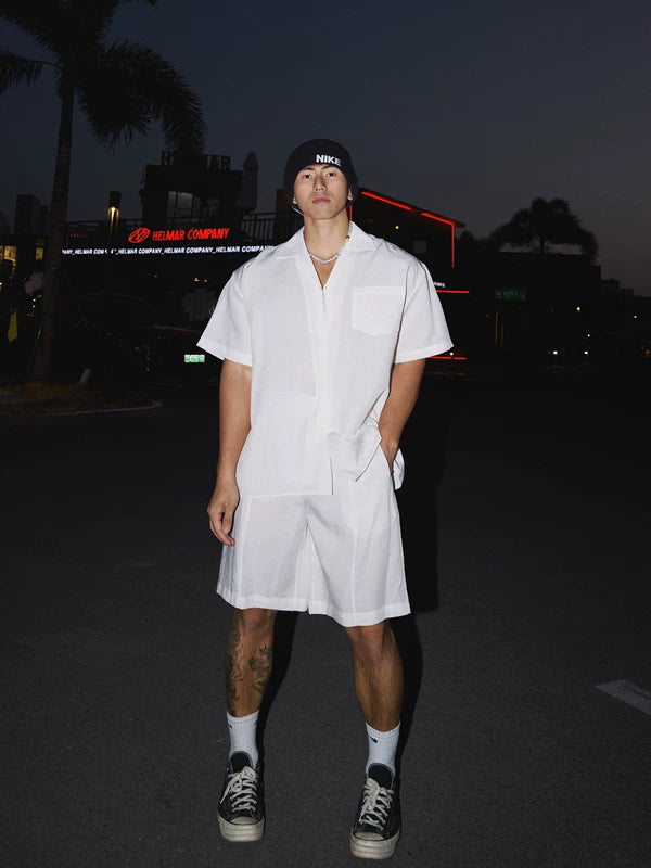 Cuban Collar Shirt and Shorts Set 1