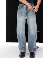 Curved Blade Loose Straight Leg Jeans 1