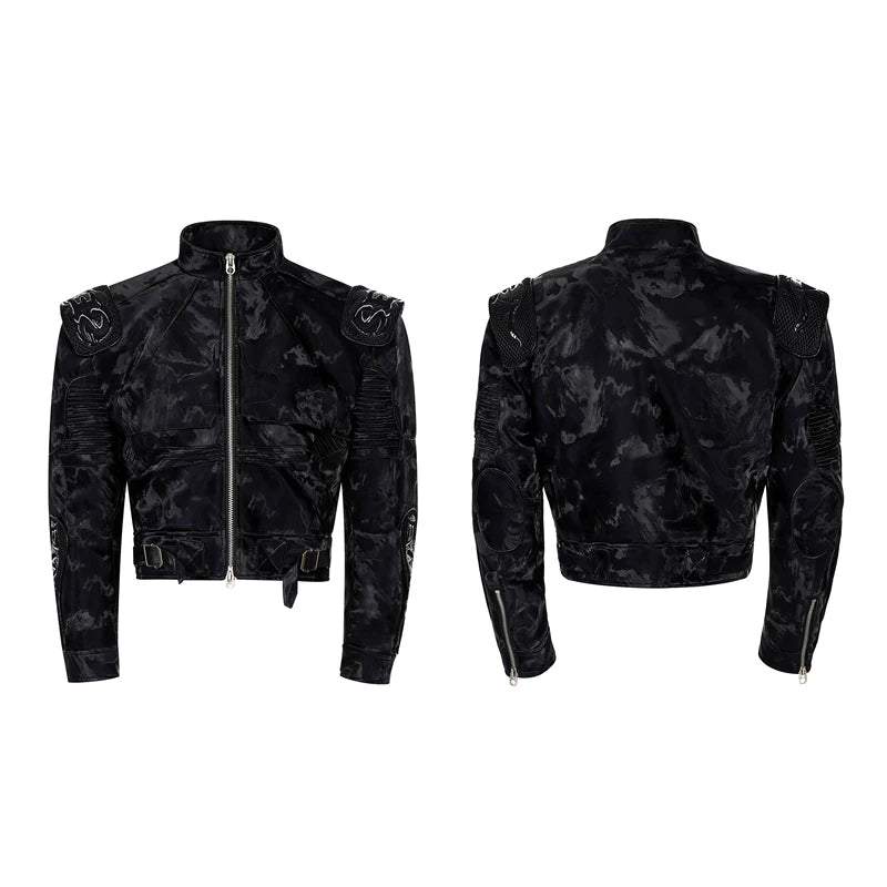 6126567674857,6126567674858,6126567674859,6126567674860, Cyberpunk Embroidered Stand Collar Leather Jacket