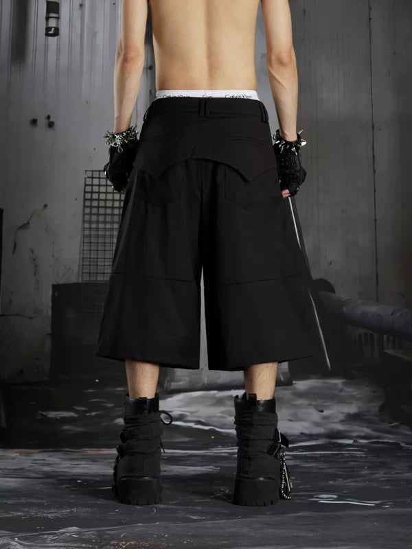 Deconstructed Buckle Detail Loose Capri Pants 4