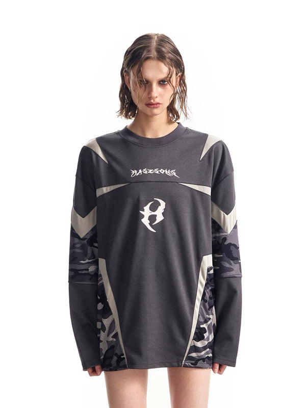 Deconstructed Camouflage Mesh Panel Pullover 1