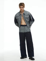 Deconstructed Denim Jacket and Cargo Pants Set 1