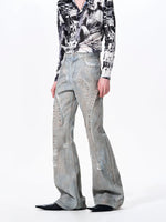 Deconstructed Distressed Flared Denim Pants 2