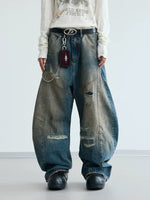 Deconstructed Distressed Loose Fit Jeans Pants 1