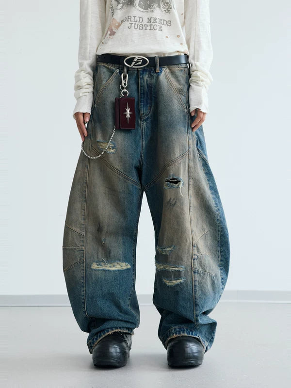 5904924151688,5904924151689,5904924151690,5904924151691, Deconstructed Distressed Loose Fit Jeans Pants
