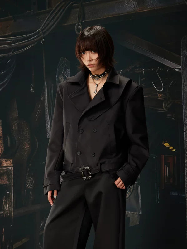 Deconstructed Double-Breasted Cropped Collared Jacket 2
