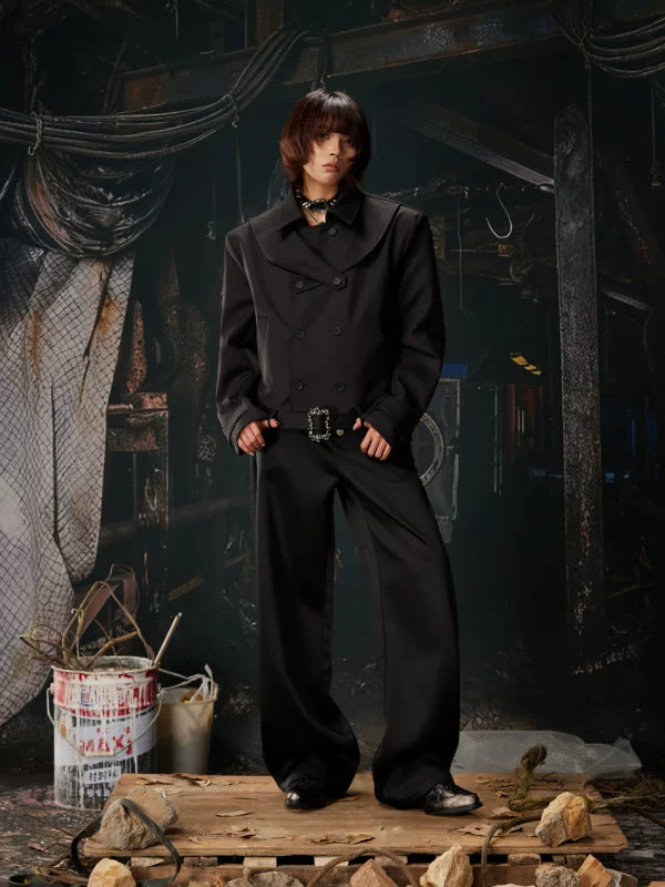 Deconstructed Double-Breasted Cropped Collared Jacket 5