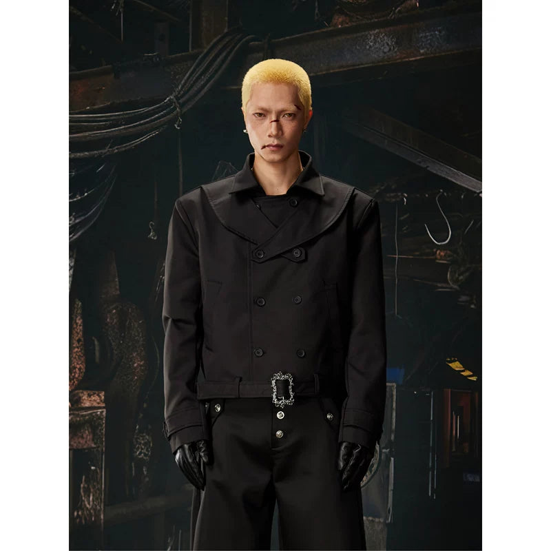 6047939685524,6047939685525,6047939685526, Deconstructed Double-Breasted Cropped Collared Jacket