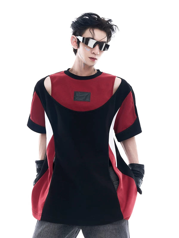 Deconstructed Double-Layer Patchwork Short-Sleeve T-Shirt 4