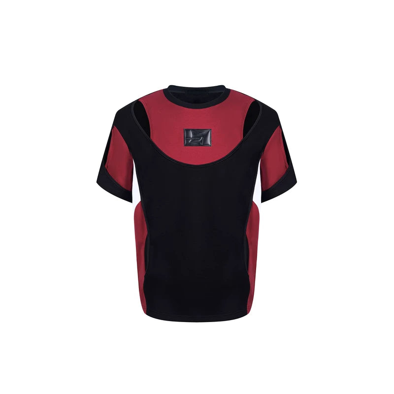 5652475115738,5652475115739,5652475115740,5652475115741, Deconstructed Double-Layer Patchwork Short-Sleeve T-Shirt