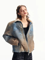Deconstructed Embroidered Denim Fleece Collar Jacket 3