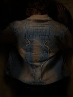 Deconstructed Embroidered Denim Fleece Collar Jacket 5