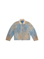 6126019443115,6126019443116,6126019443117, Deconstructed Embroidered Denim Fleece Collar Jacket