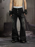 Deconstructed Flared Cargo Jeans 5