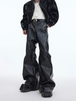 Deconstructed Flared Faux Leather Pants 1