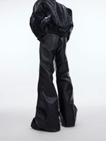Deconstructed Flared Faux Leather Pants 2