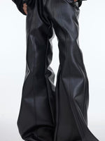 Deconstructed Flared Faux Leather Pants 3