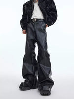 6205469855881,5351037883251,5351037883252,5351037883253, Deconstructed Flared Faux Leather Pants