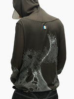Deconstructed Mesh Print Henley Hooded Sweatshirt 4