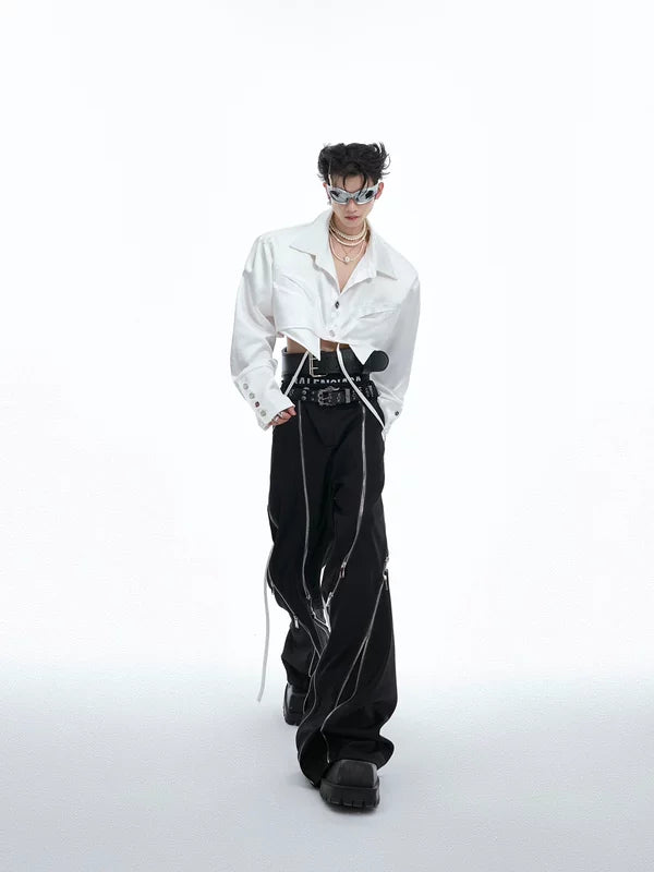 Deconstructed Padded Shoulder Cropped Shirt 4