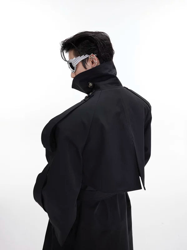 Deconstructed Padded-Shoulder Long Trench Coat 4