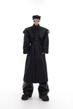 5078472817124,5078472817125,5078472817126, Deconstructed Padded-Shoulder Long Trench Coat