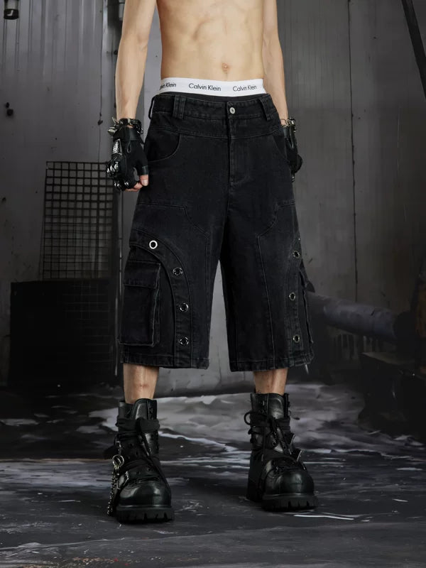Deconstructed Patchwork Cargo Capri Pants 4