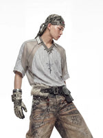 Deconstructed Patchwork Distressed Short-Sleeve T-Shirt 1
