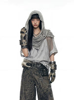 Deconstructed Patchwork Distressed Short-Sleeve T-Shirt 2