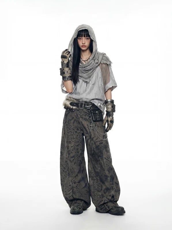 Deconstructed Patchwork Distressed Short-Sleeve T-Shirt 5