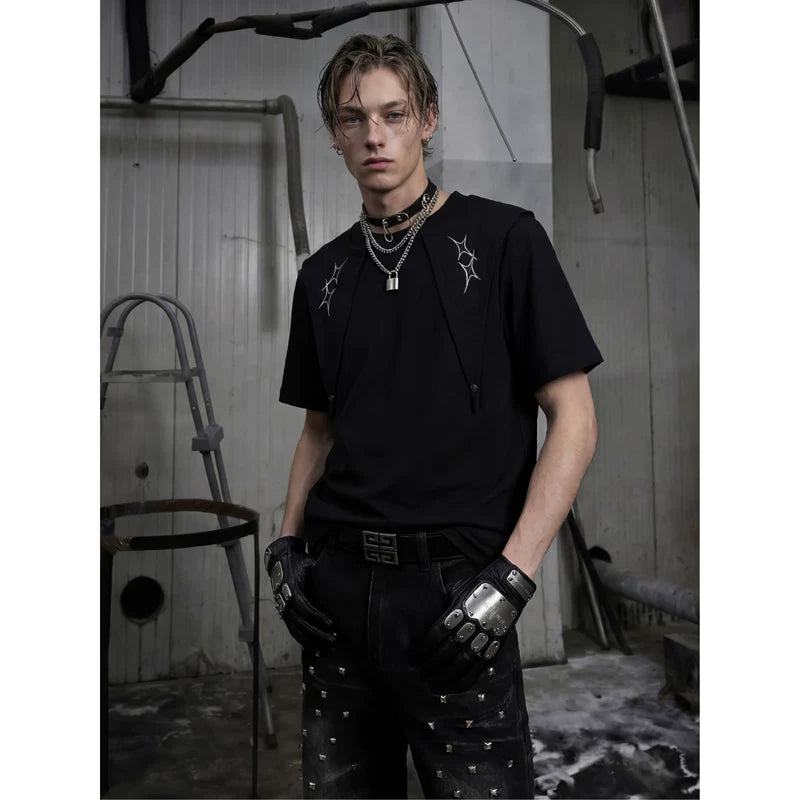 6253824043105,6253824043106,6253824043107, Deconstructed Patchwork Embroidered Cotton T-Shirt