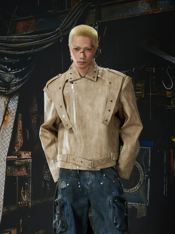 Deconstructed Patchwork Faux Leather Jacket 4