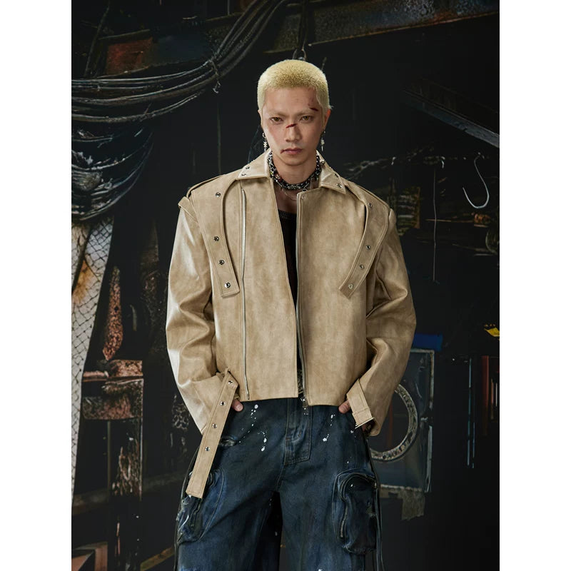 6207485462644,6207485462645,6207485462646, Deconstructed Patchwork Faux Leather Jacket