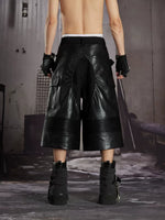 Deconstructed Patchwork Leather Cropped Pants 2