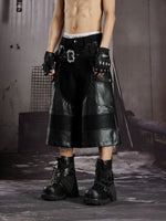 Deconstructed Patchwork Leather Cropped Pants 3