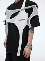 Deconstructed Patchwork Padded Shoulder T-Shirt 2