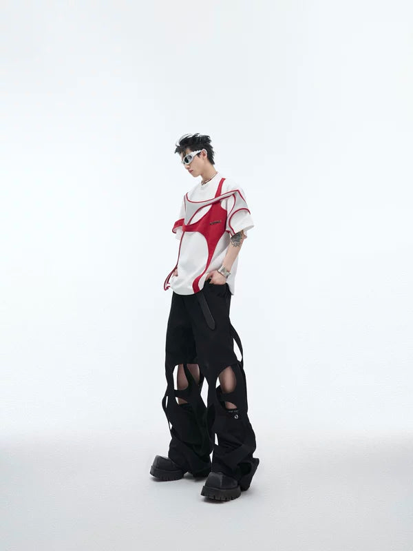 Deconstructed Patchwork Padded Shoulder T-Shirt 3