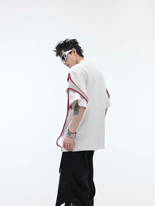 Deconstructed Patchwork Padded Shoulder T-Shirt 5