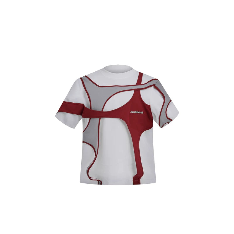 5327763212582,5327763212583,5327763212584, Deconstructed Patchwork Padded Shoulder T-Shirt