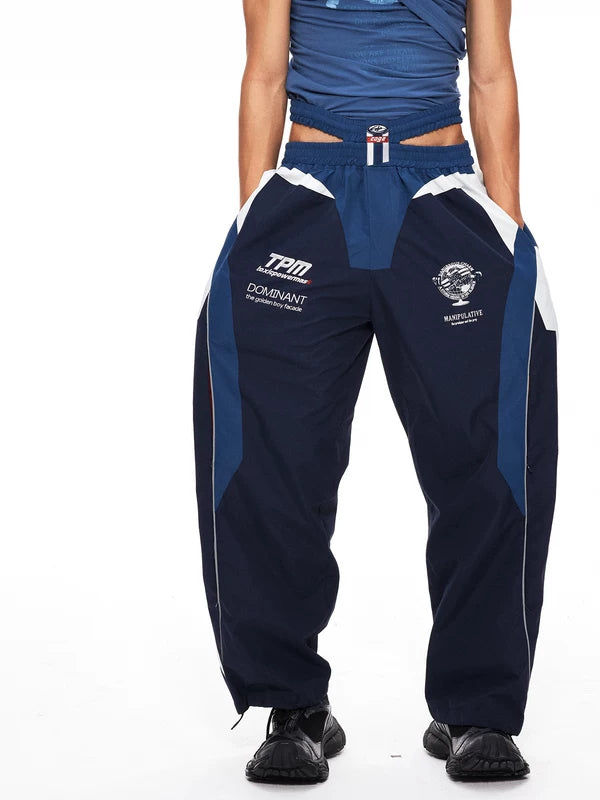 Deconstructed Patchwork Wide-Leg Sports Pants 2